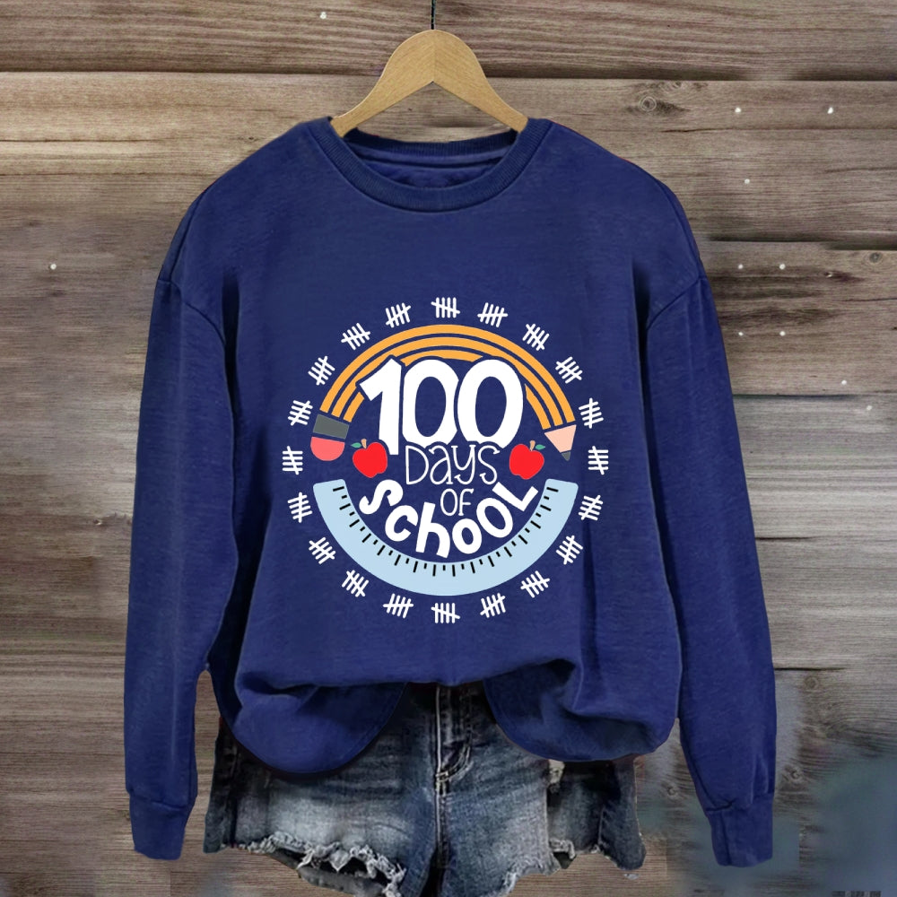 100 Days Of School Pencil And Ruler Sweatshirt