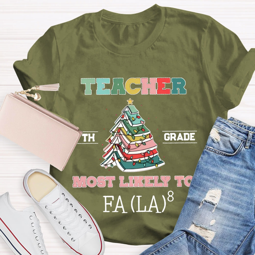 Personalized Grade And Text Teacher Most Likely To T-shirt