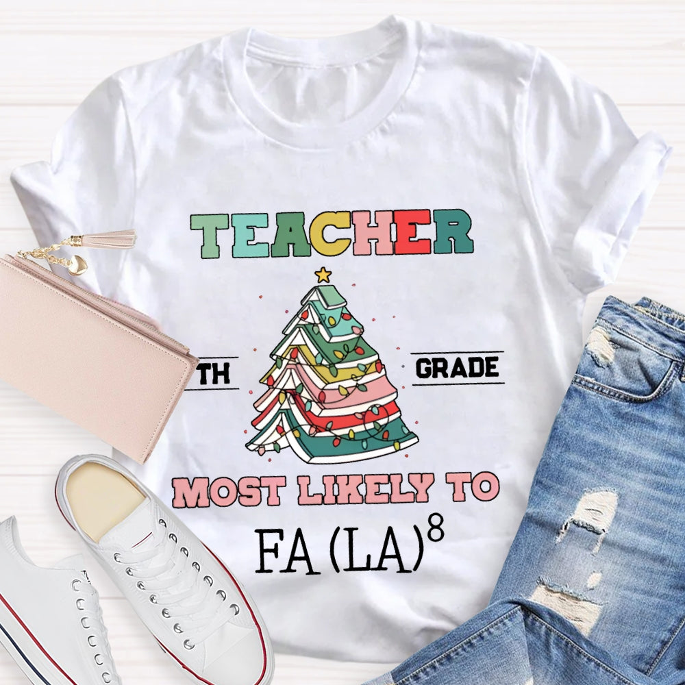 Personalized Grade And Text Teacher Most Likely To T-shirt