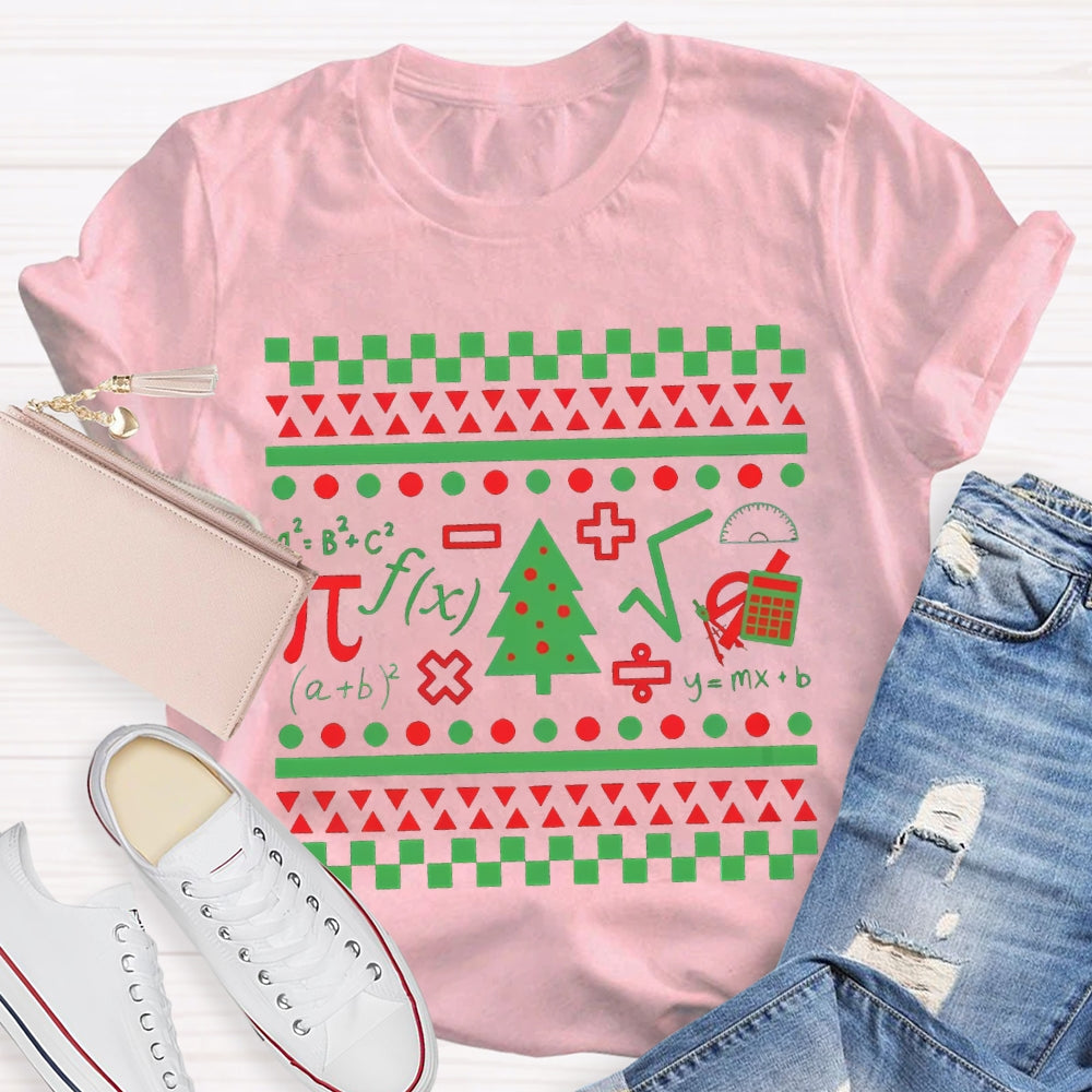 Mathematical Elements And Christmas Tree Christmas T-shirt