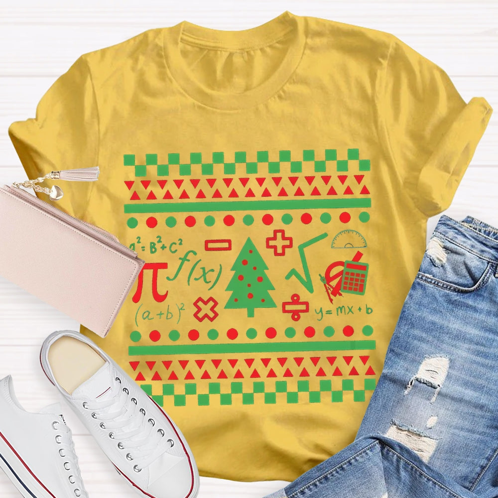 Mathematical Elements And Christmas Tree Christmas T-shirt