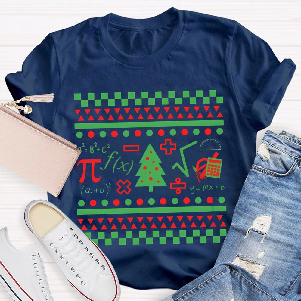 Mathematical Elements And Christmas Tree Christmas T-shirt
