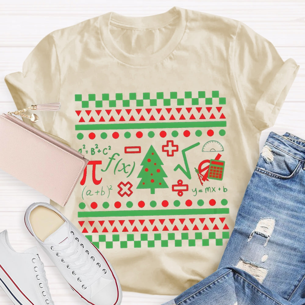 Mathematical Elements And Christmas Tree Christmas T-shirt