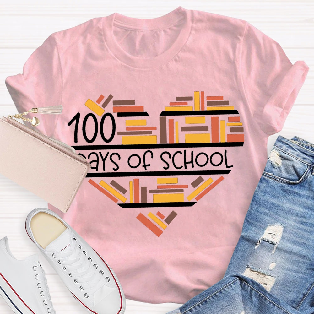 100 Days Of School Fall In Love With Reading T-shirt