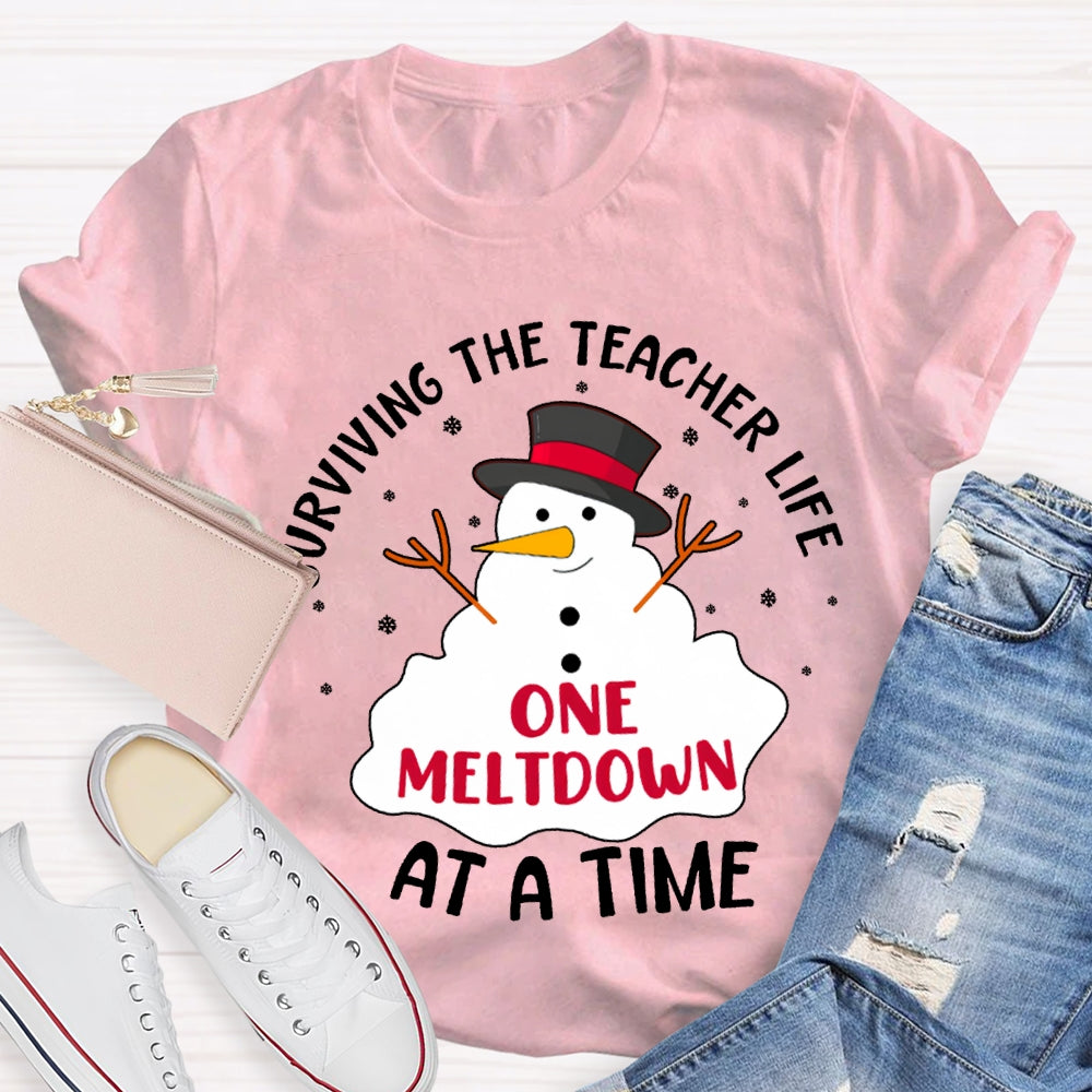 Surviving The Teacher Life One Meltdown At A Time T-shirt