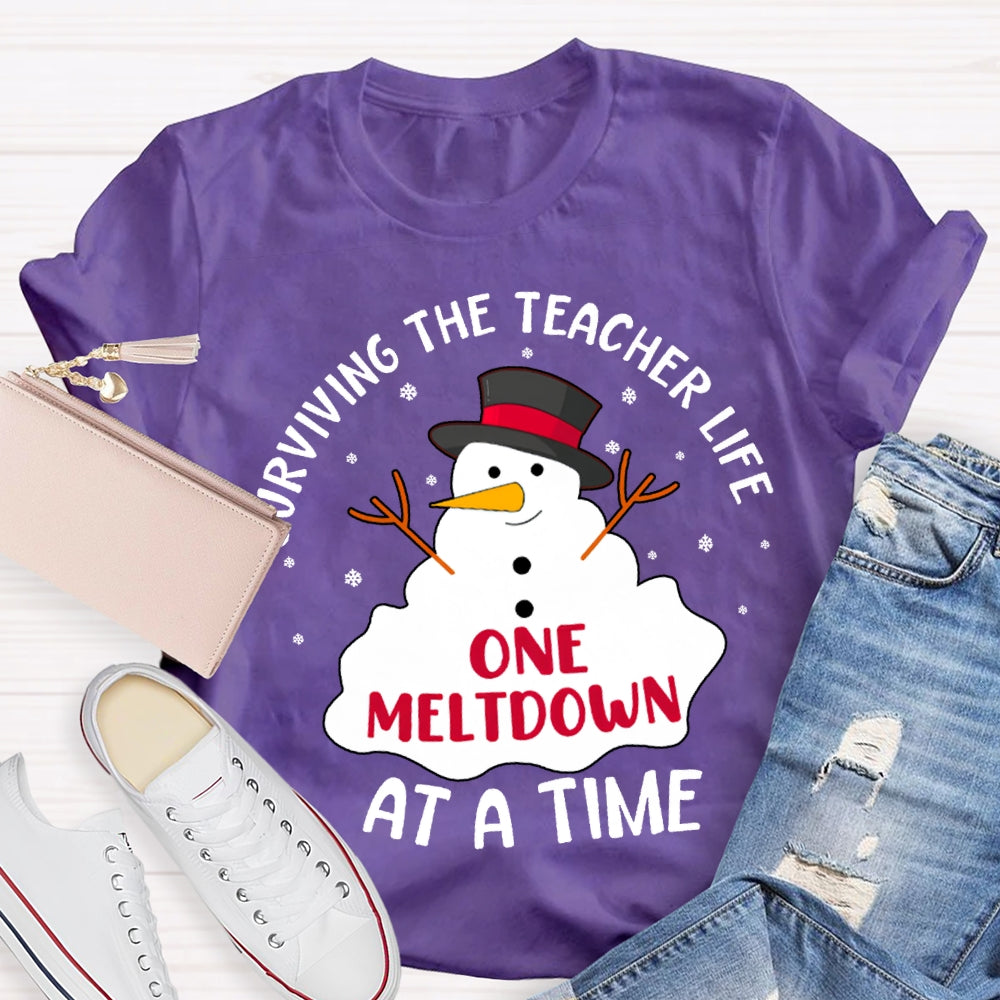 Surviving The Teacher Life One Meltdown At A Time T-shirt