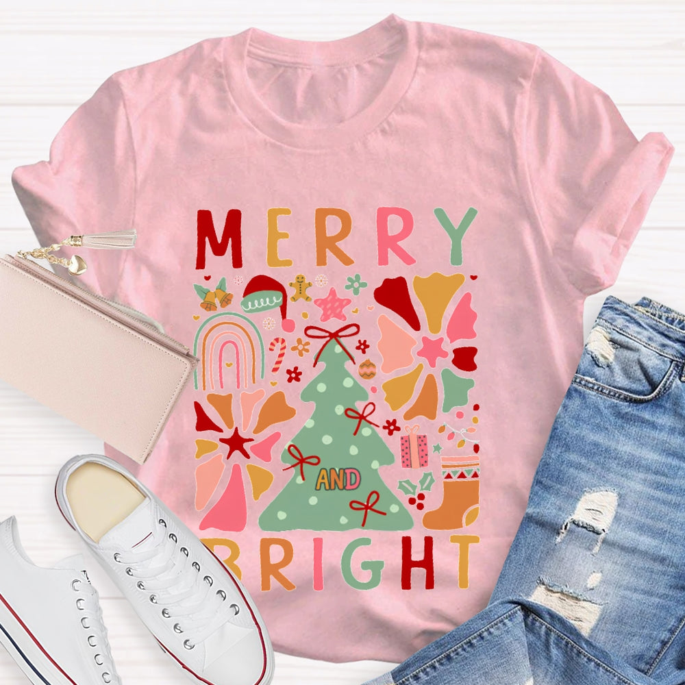 Merry Bright Christmas Trees And Christmas T-shirt