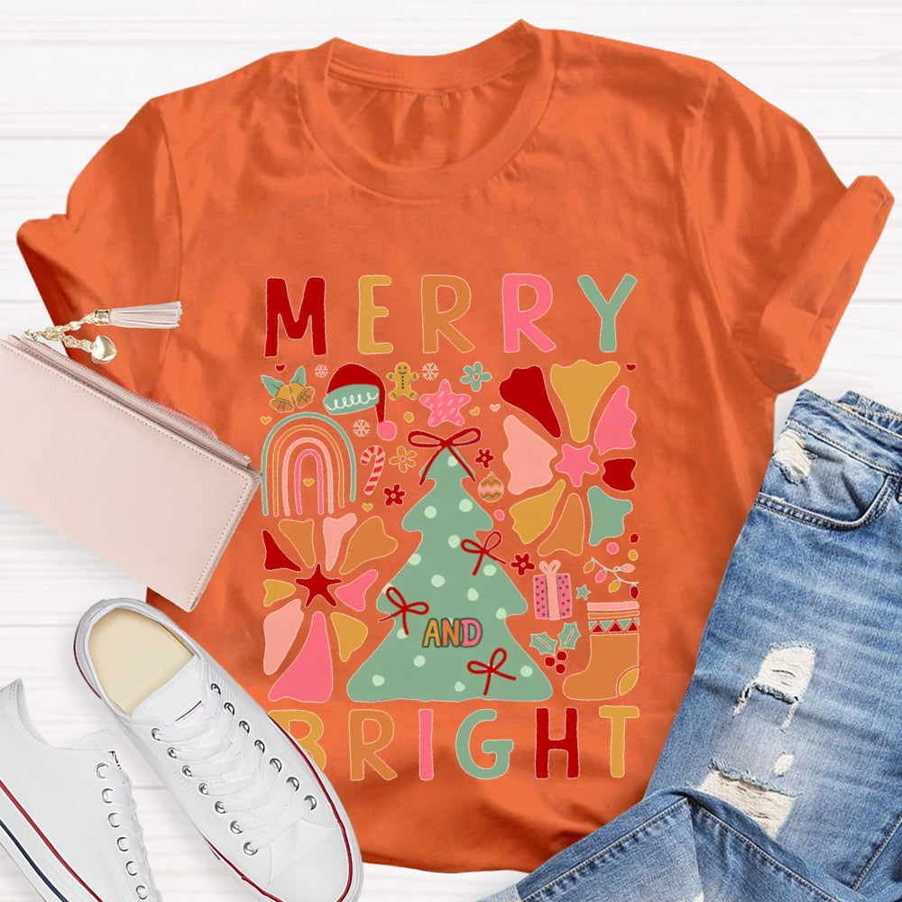 Merry Bright Christmas Trees And Christmas T-shirt