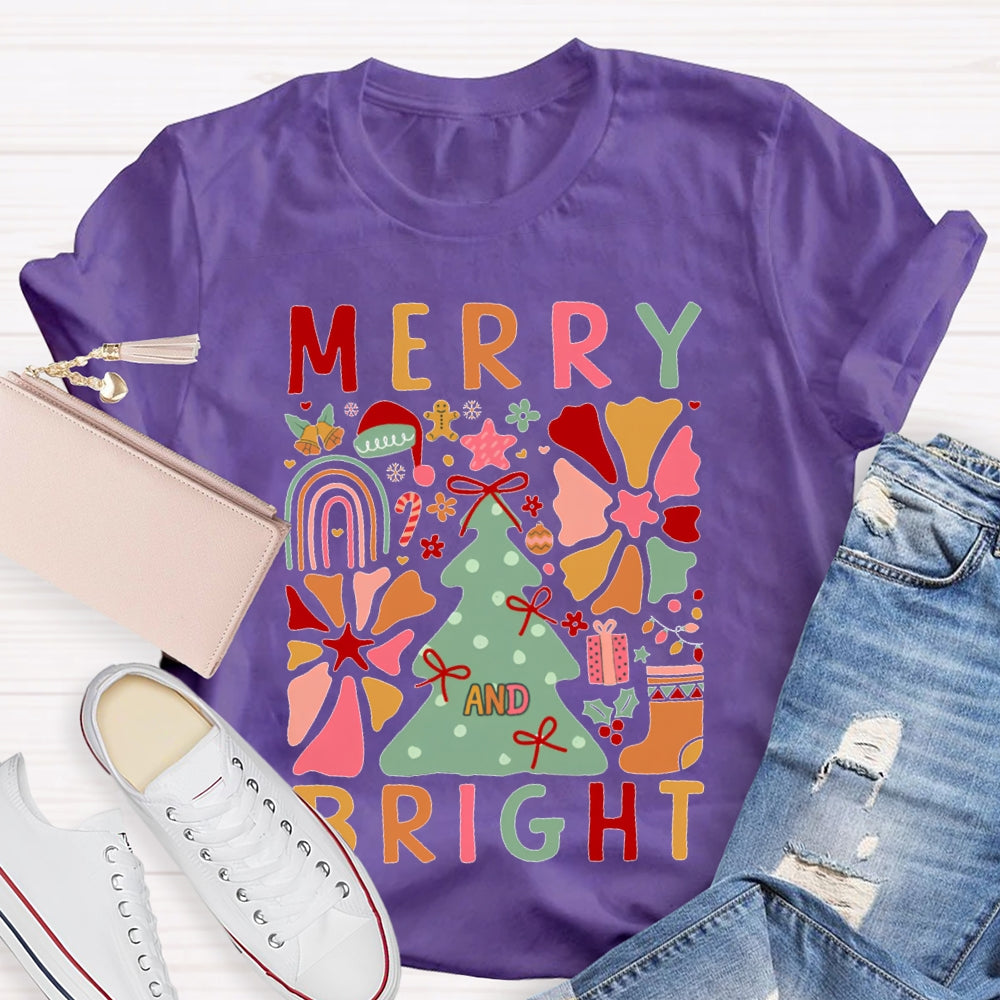 Merry Bright Christmas Trees And Christmas T-shirt