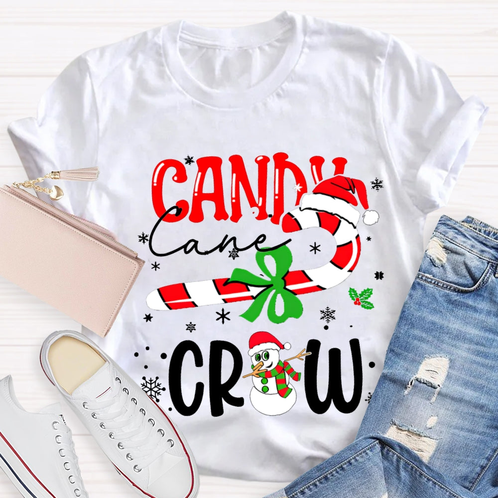 Christmas Candy Cane Crew Snowman Christmas T-shirt
