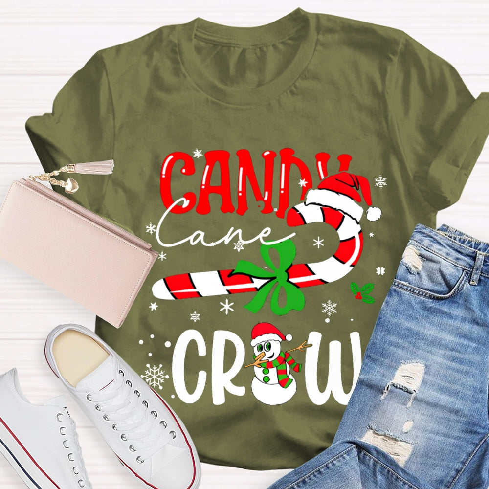 Christmas Candy Cane Crew Snowman Christmas T-shirt