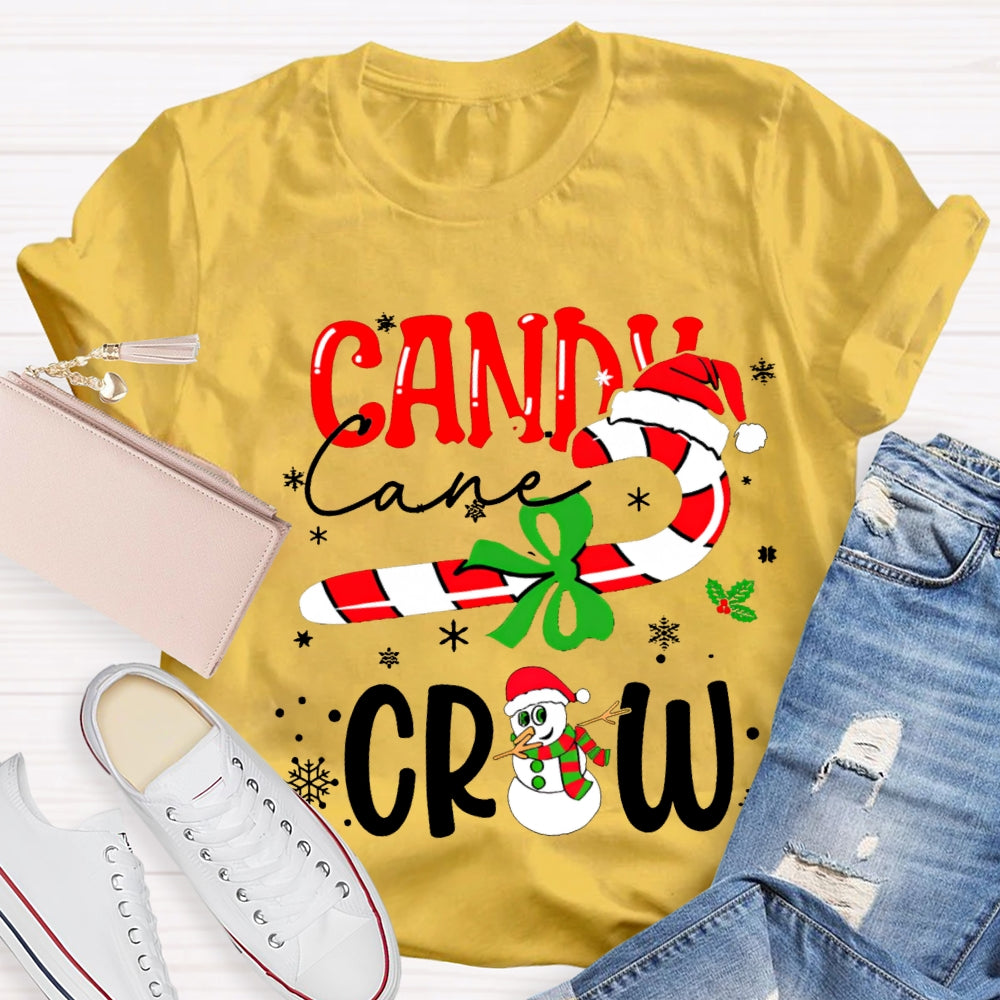 Christmas Candy Cane Crew Snowman Christmas T-shirt