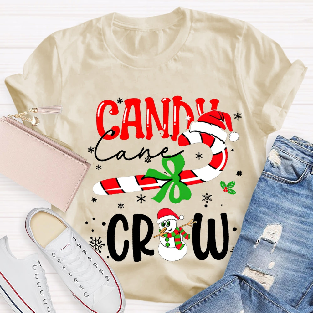 Christmas Candy Cane Crew Snowman Christmas T-shirt