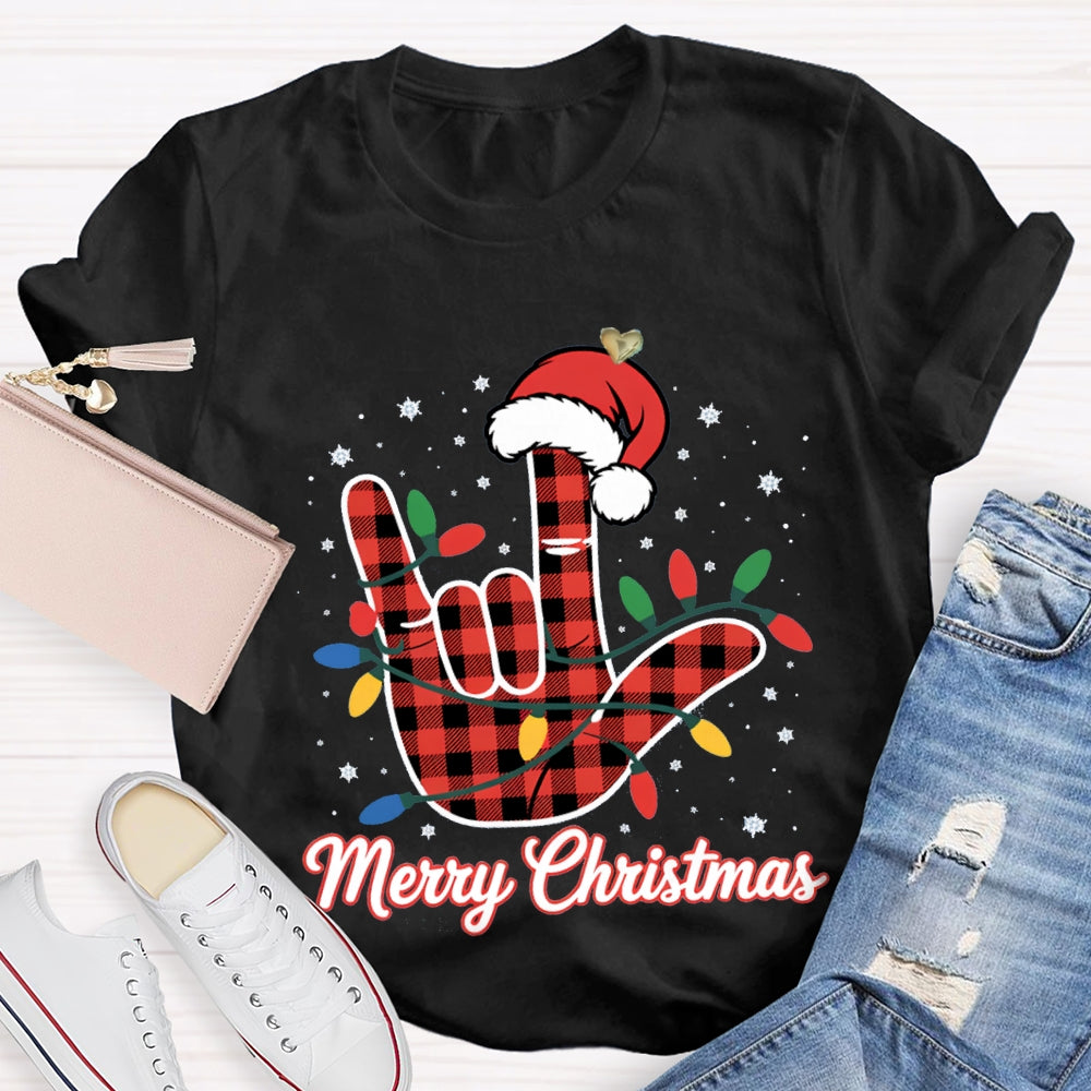 Merry Christmas Santa Hats And Christmas Lights T-shirt