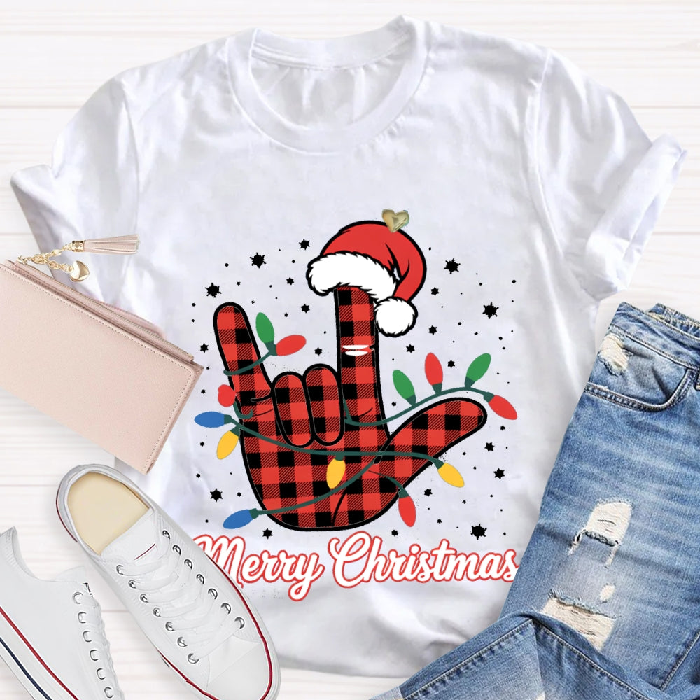 Merry Christmas  Santa Hats And Christmas Lights T-shirt
