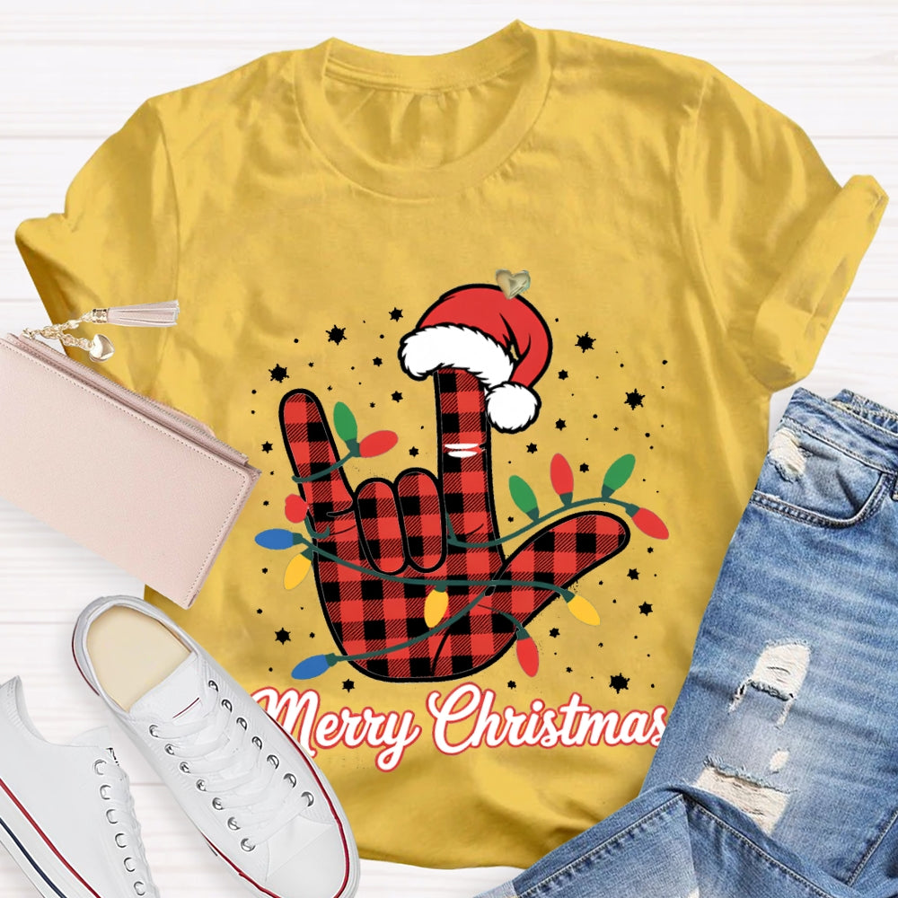 Merry Christmas Santa Hats And Christmas Lights T-shirt