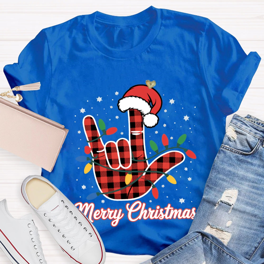 Merry Christmas Santa Hats And Christmas Lights T-shirt