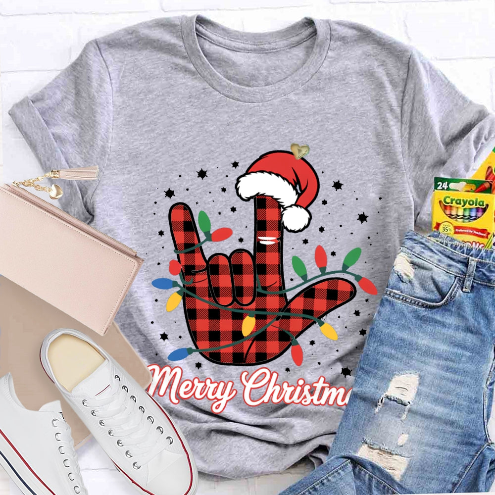 Merry Christmas Santa Hats And Christmas Lights T-shirt