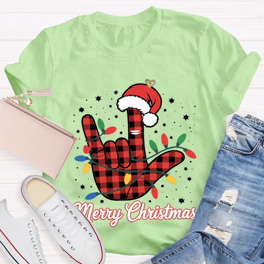 Merry Christmas Santa Hats And Christmas Lights T-shirt