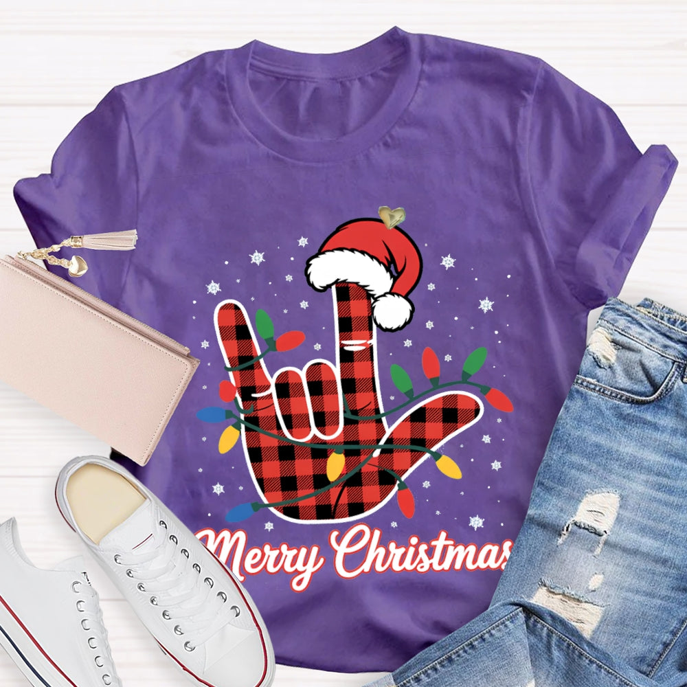 Merry Christmas Santa Hats And Christmas Lights T-shirt