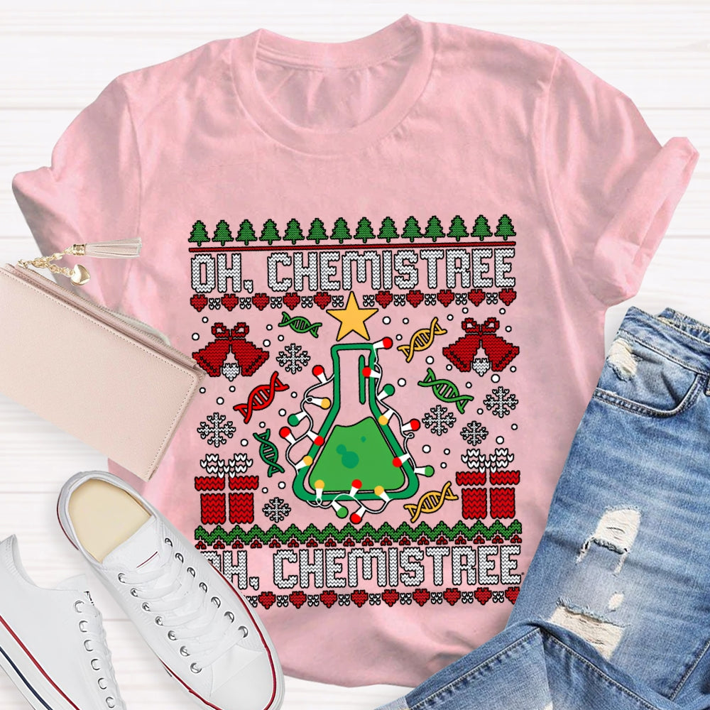 Oh Chemistree Chemical Test Bottles And Christmas Lights T-shirt