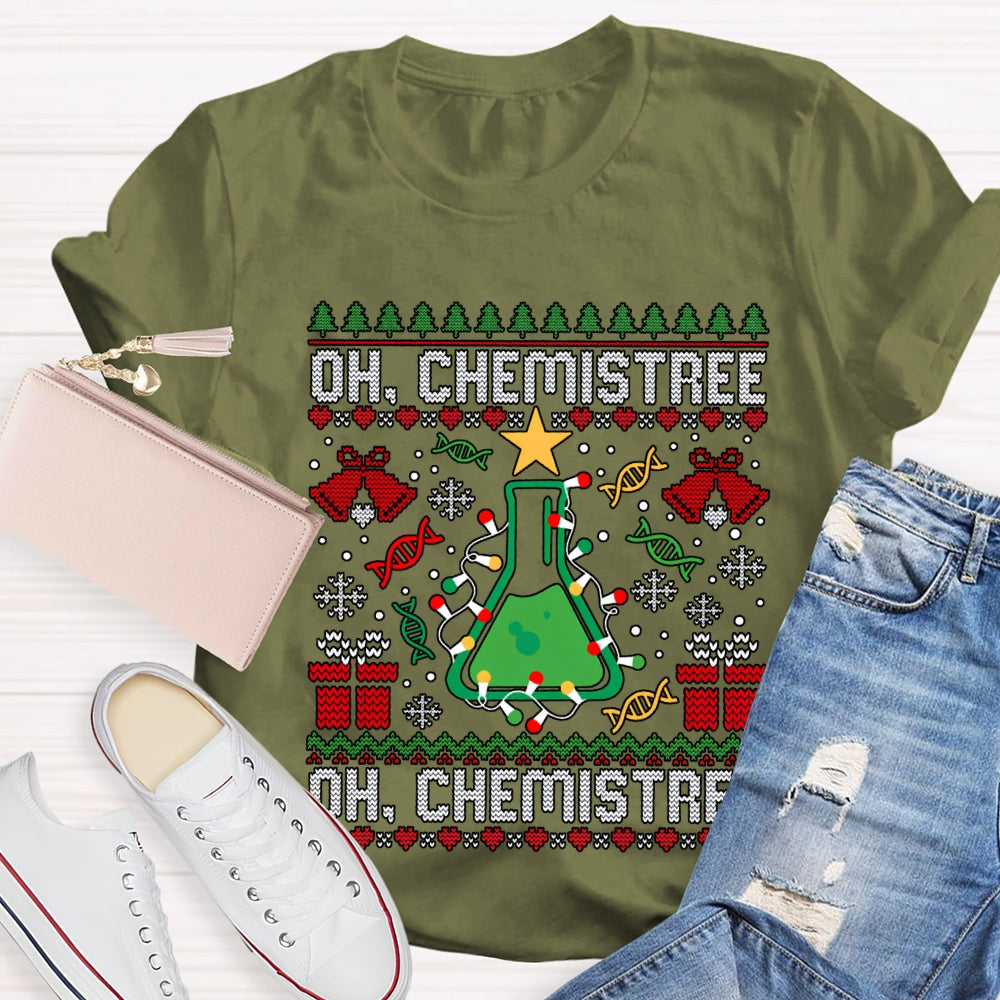 Oh Chemistree Chemical Test Bottles And Christmas Lights T-shirt
