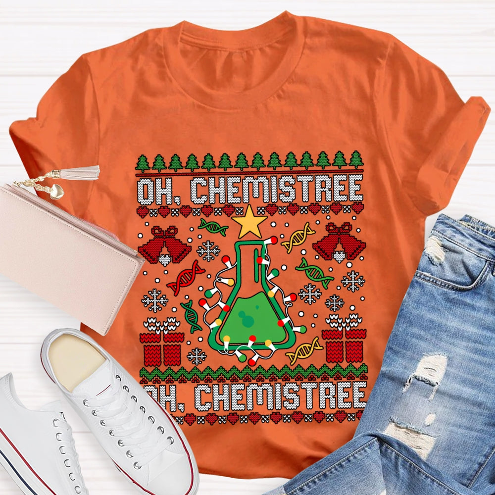 Oh Chemistree Chemical Test Bottles And Christmas Lights T-shirt