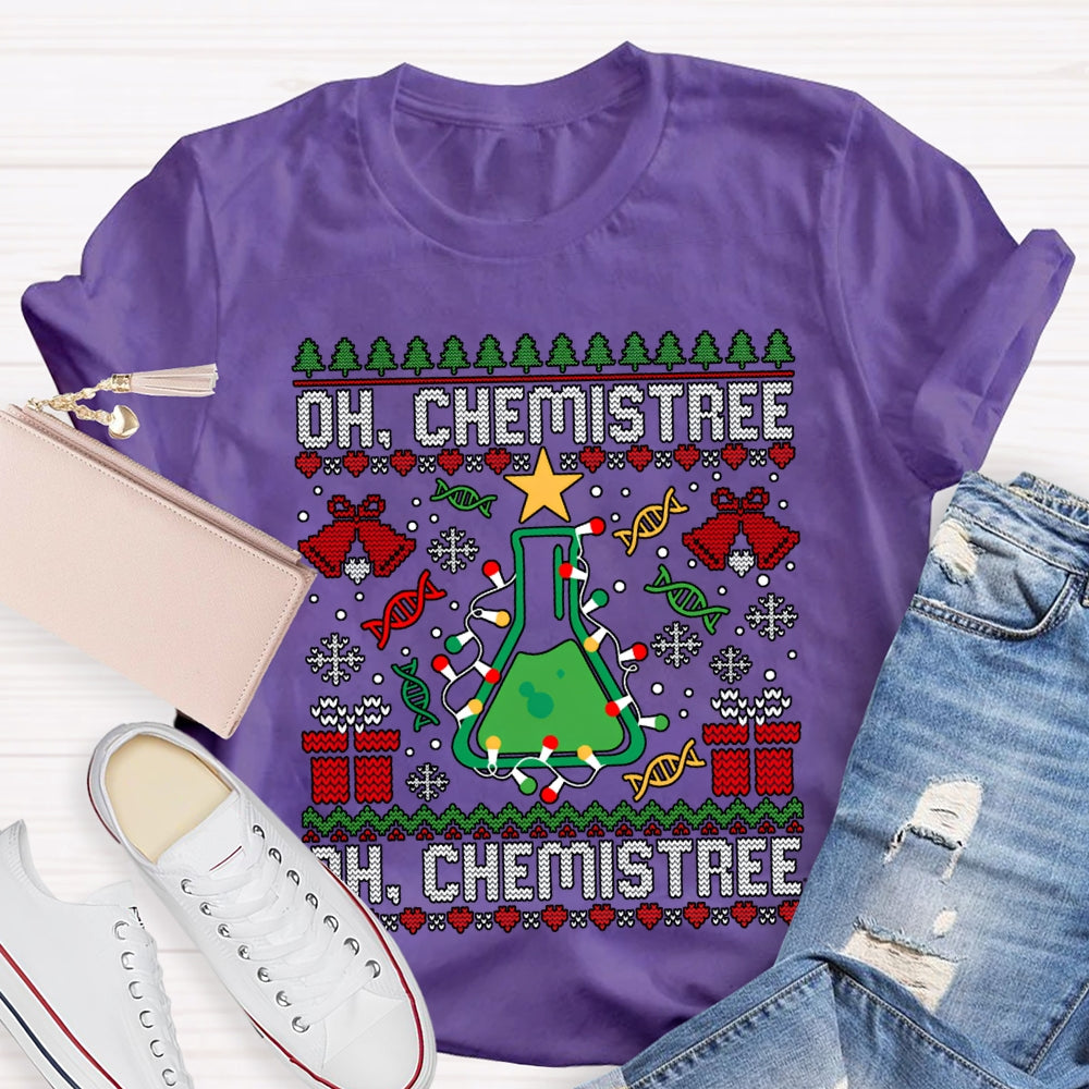 Oh Chemistree Chemical Test Bottles And Christmas Lights T-shirt