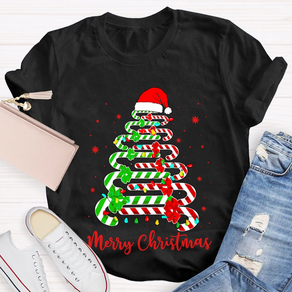 Merry Christmas And Christmas Candy Tree Merry Vibes T-shirt