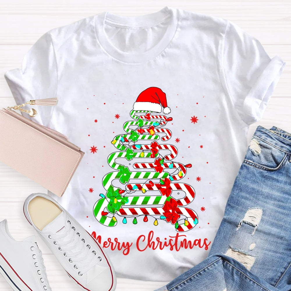 Merry Christmas And Christmas Candy Tree Merry Vibes T-shirt