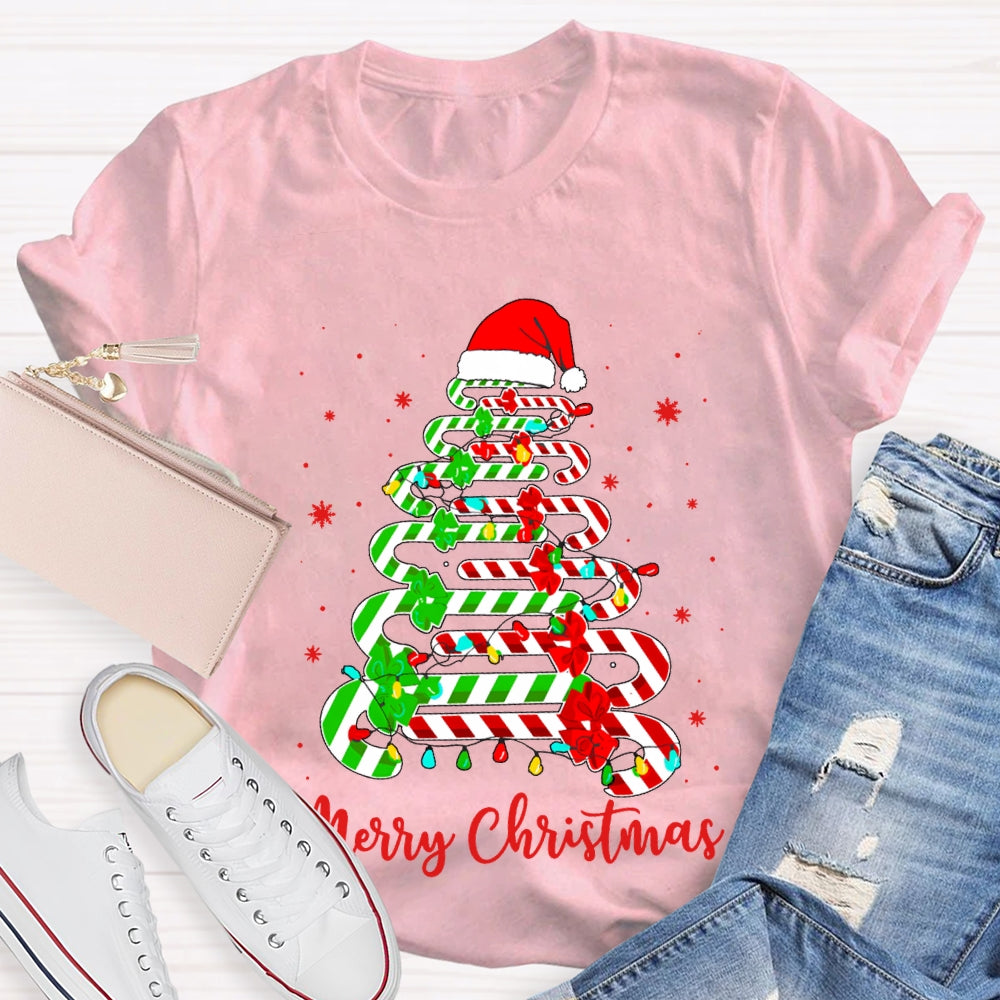 Merry Christmas And Christmas Candy Tree Merry Vibes T-shirt