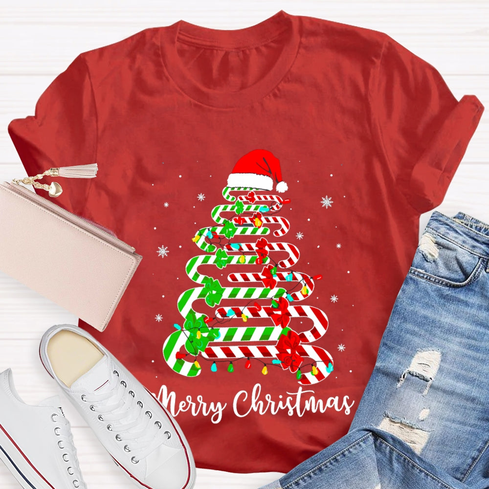 Merry Christmas And Christmas Candy Tree Merry Vibes T-shirt