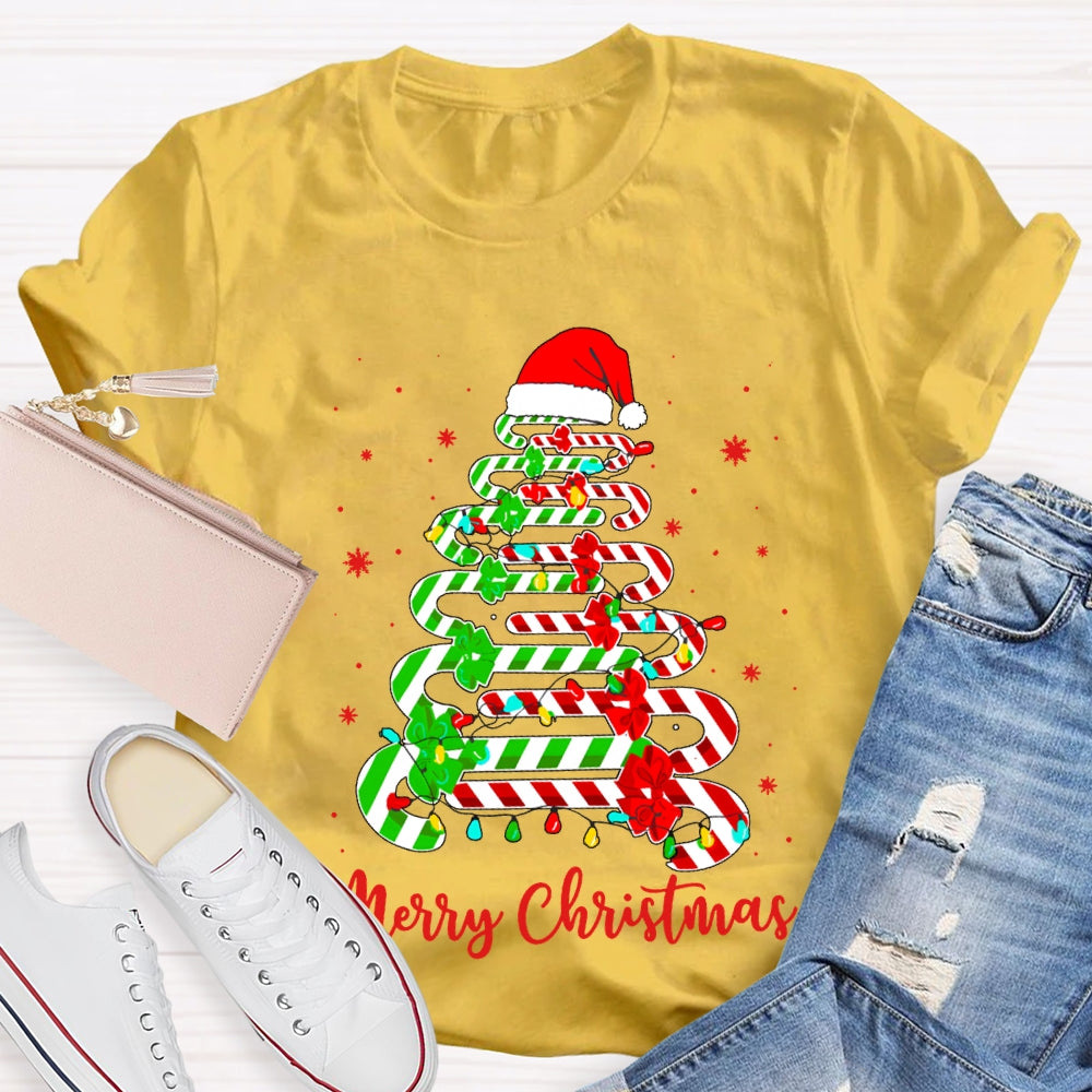 Merry Christmas And Christmas Candy Tree Merry Vibes T-shirt
