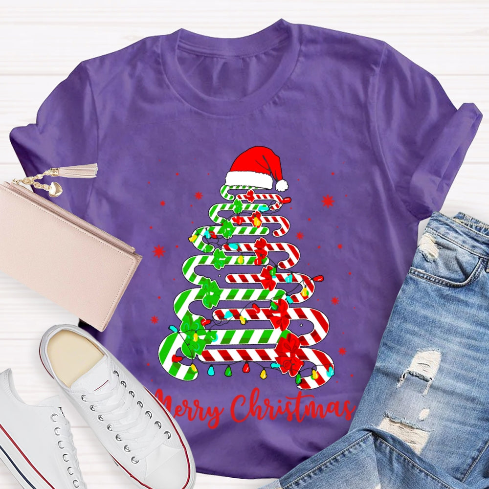 Merry Christmas And Christmas Candy Tree Merry Vibes T-shirt