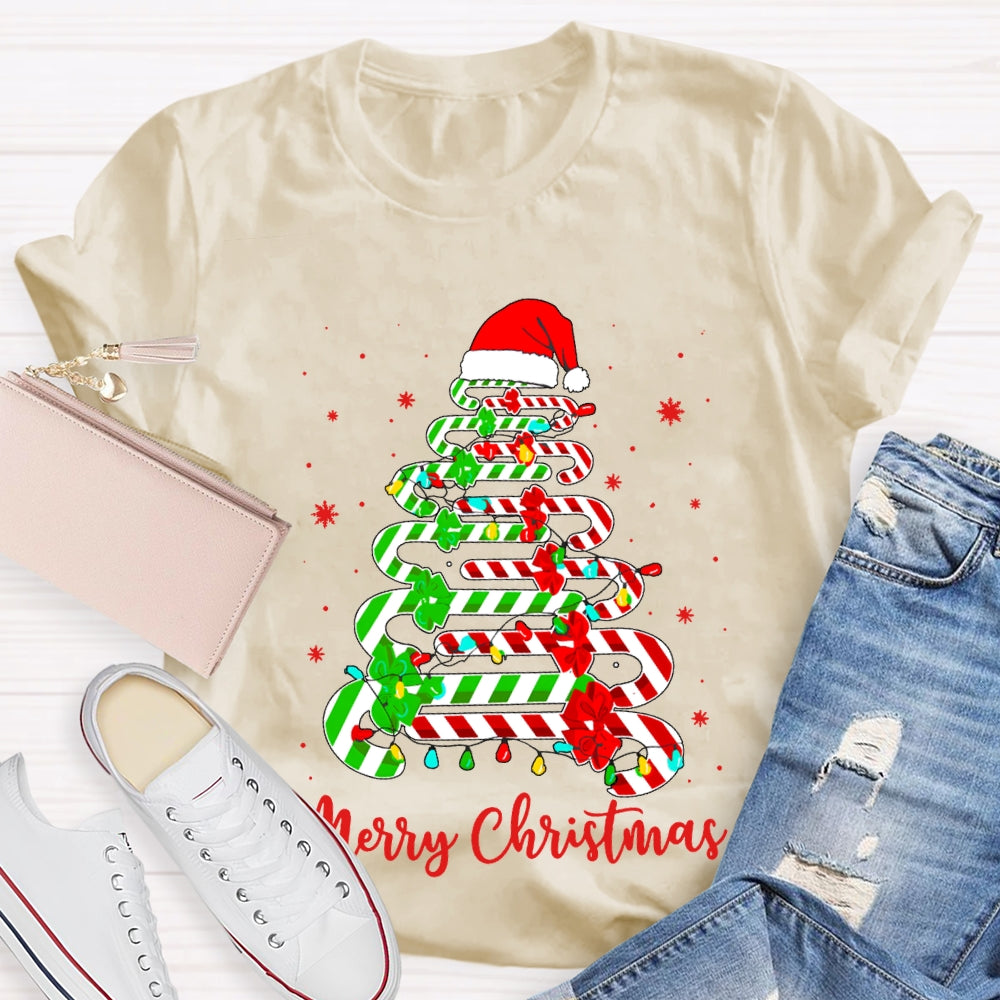 Merry Christmas And Christmas Candy Tree Merry Vibes T-shirt