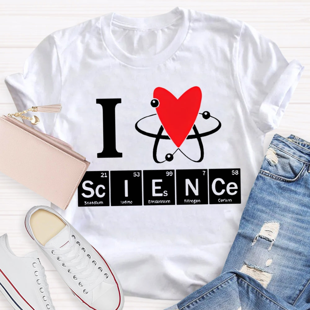 L Love Science Heart Element Science Teacher T-shirt