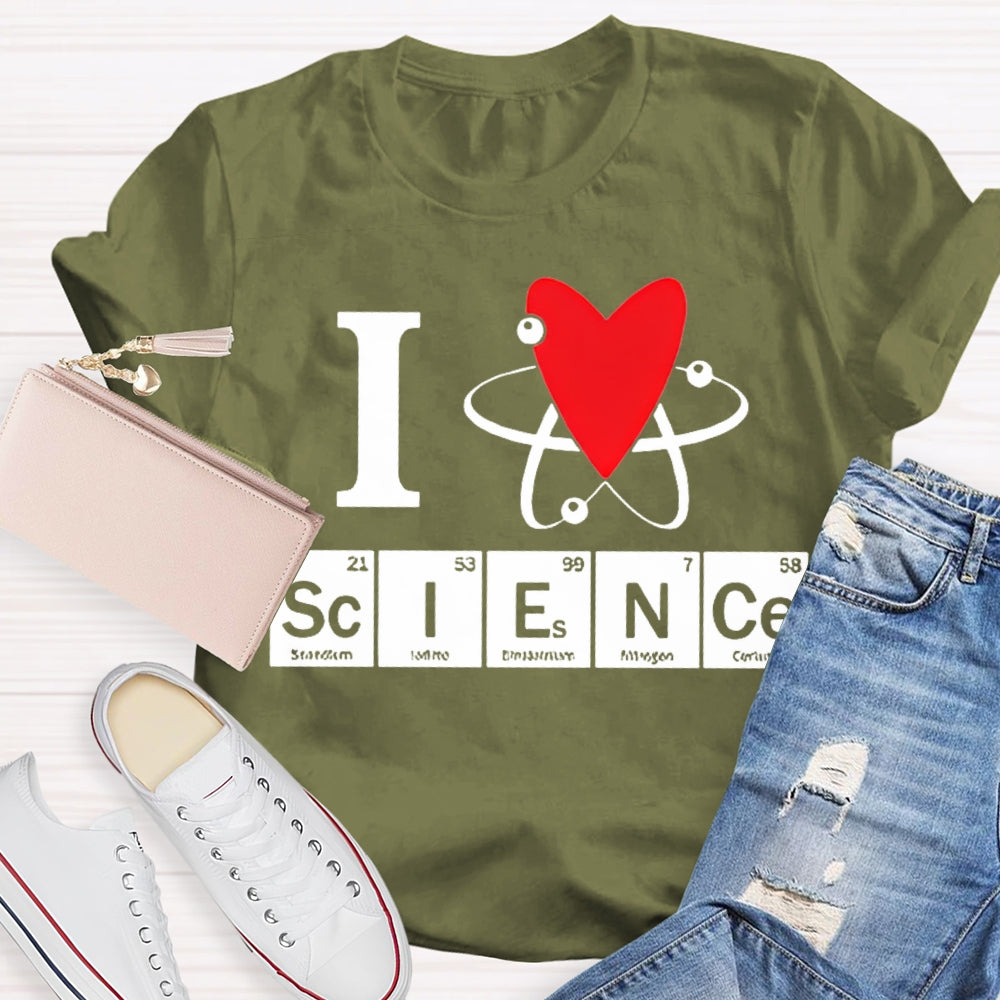 L Love Science Heart Element Science Teacher T-shirt