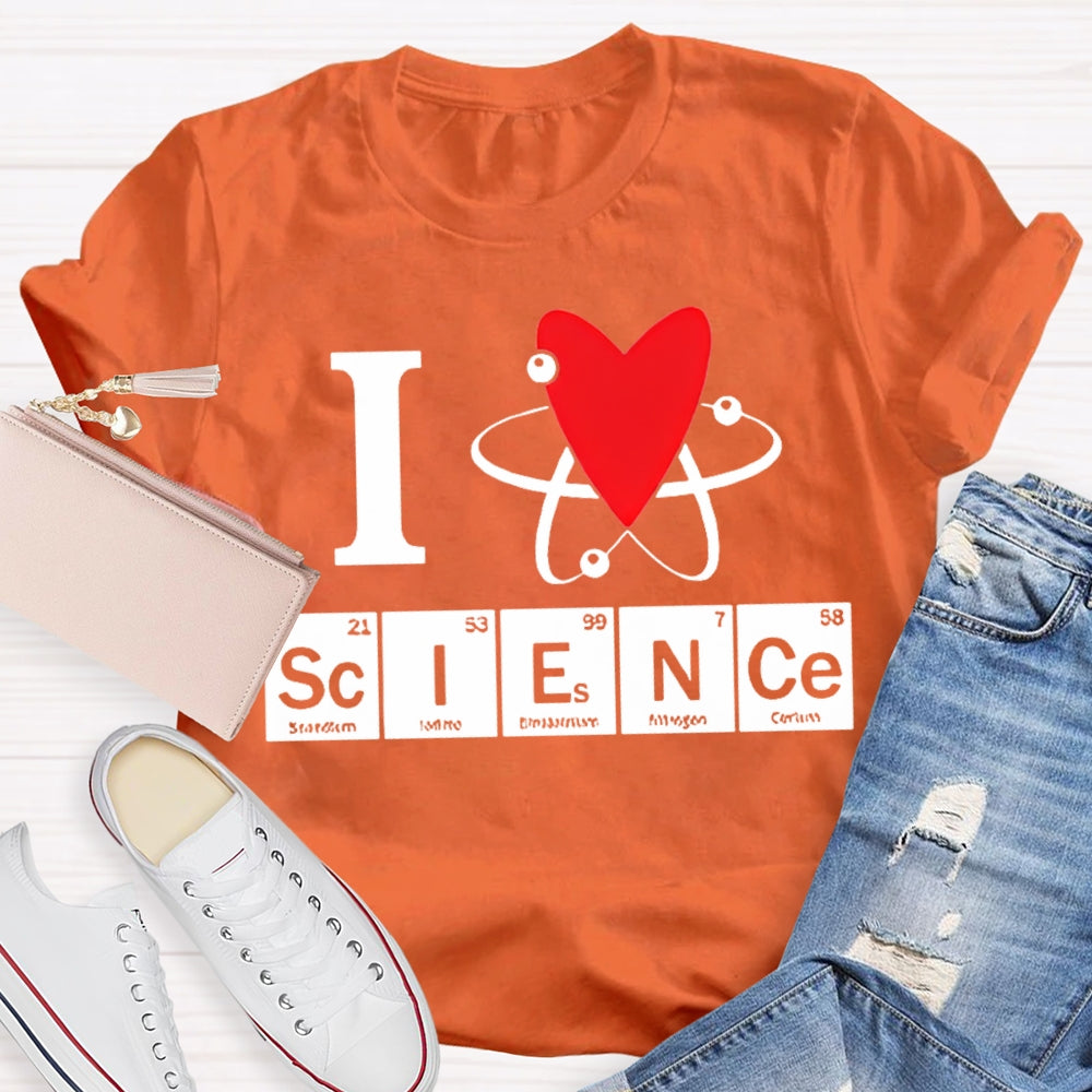 L Love Science Heart Element Science Teacher T-shirt