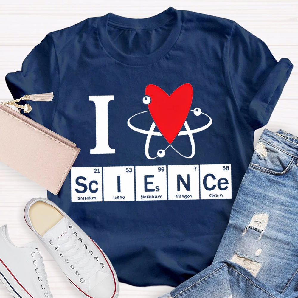 L Love Science Heart Element Science Teacher T-shirt