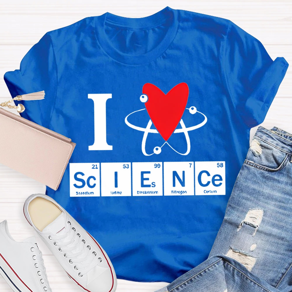 L Love Science Heart Element Science Teacher T-shirt