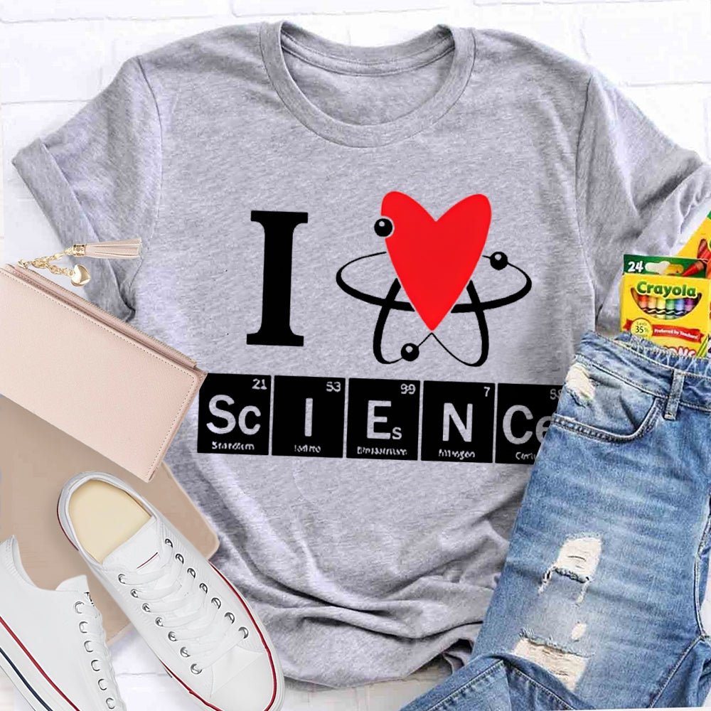 L Love Science Heart Element Science Teacher T-shirt