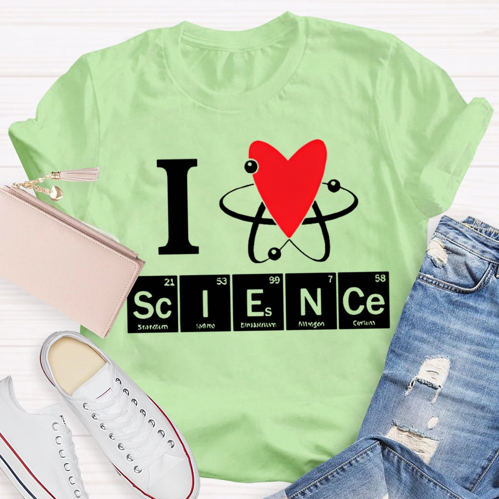 L Love Science Heart Element Science Teacher T-shirt