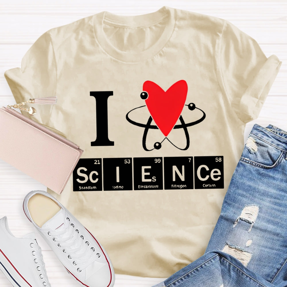 L Love Science Heart Element Science Teacher T-shirt