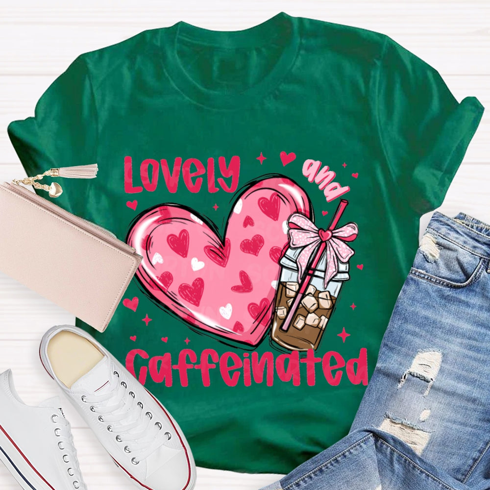 Lovely Caffeinated Pink Hearts And Coffee Cups T-shirt