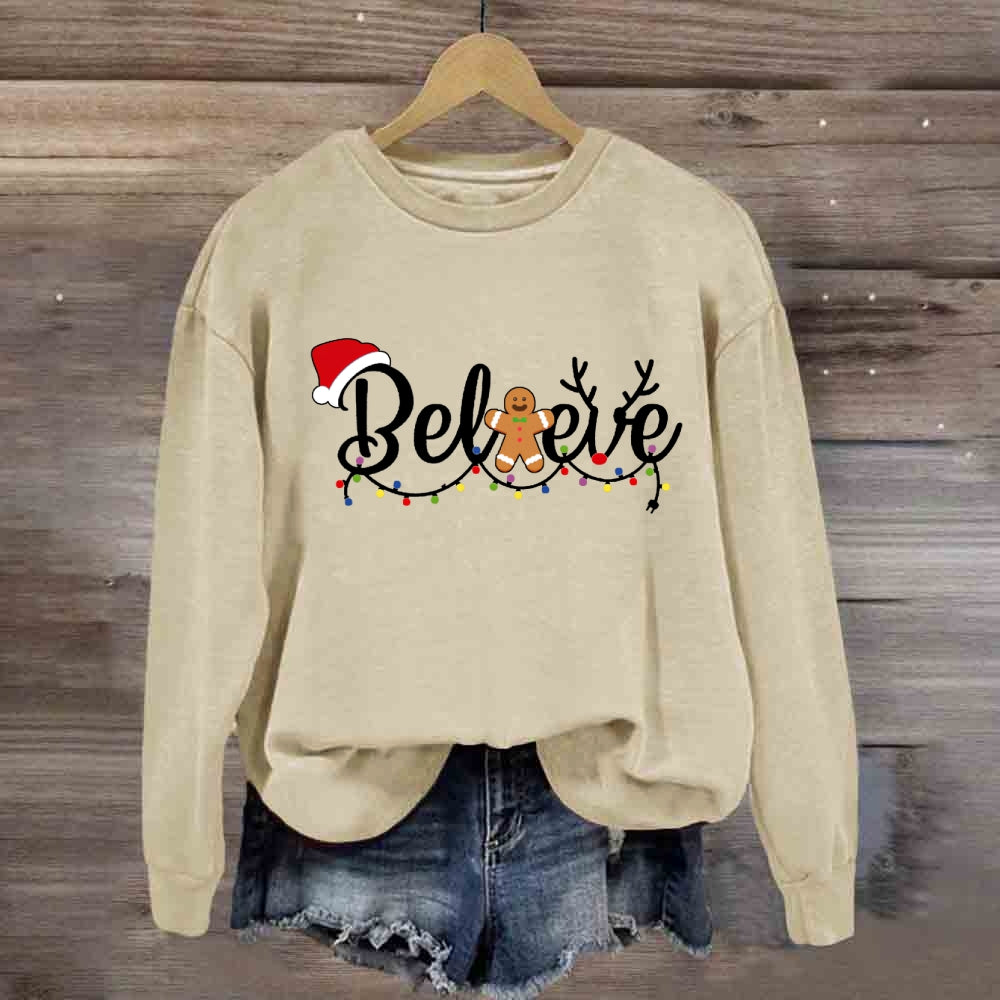 Christmas Believe Gingerbread Man Sweatshirt