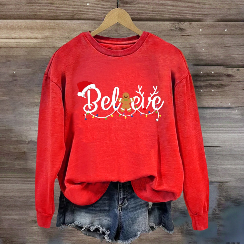 Christmas Believe Gingerbread Man Sweatshirt