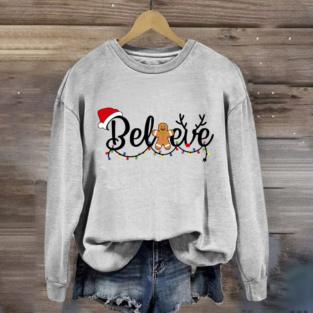 Christmas Believe Gingerbread Man Sweatshirt
