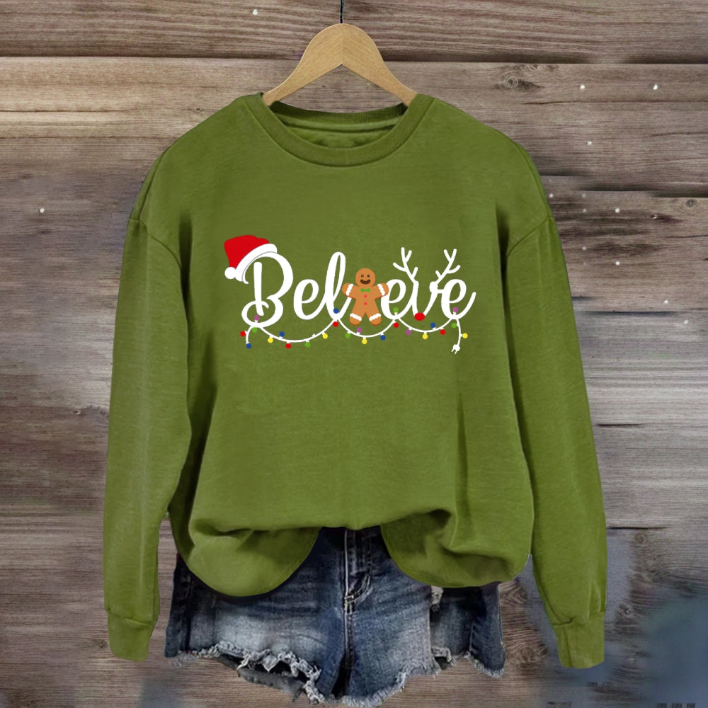Christmas Believe Gingerbread Man Sweatshirt