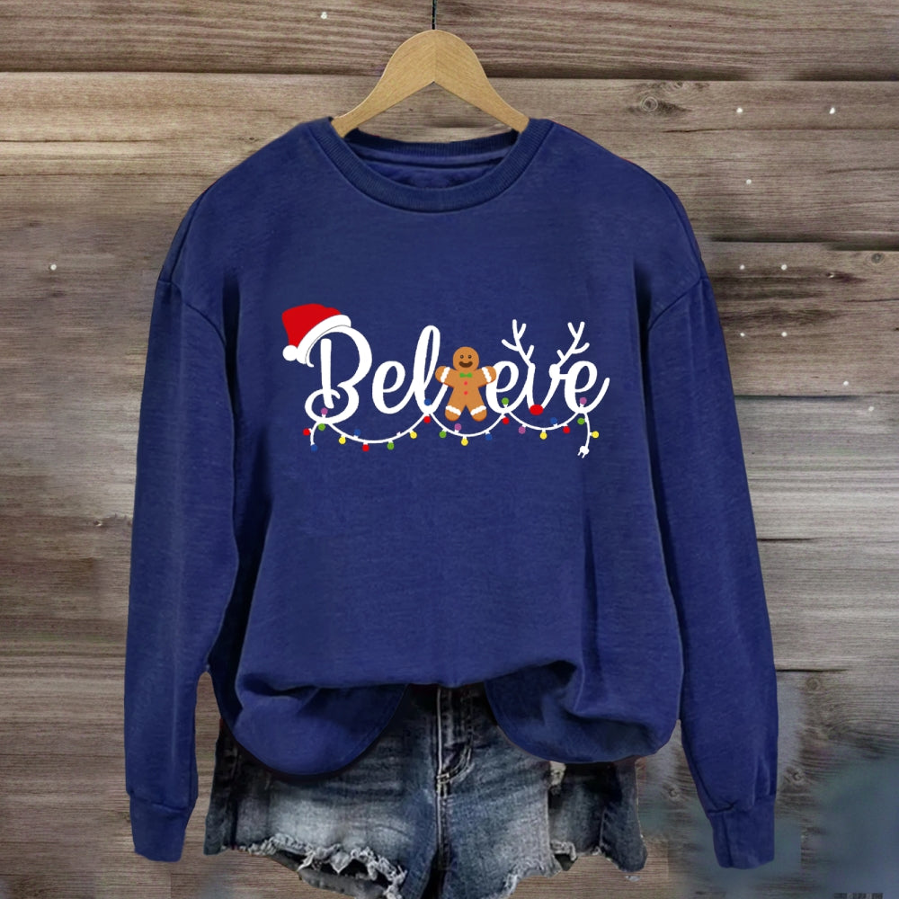 Christmas Believe Gingerbread Man Sweatshirt