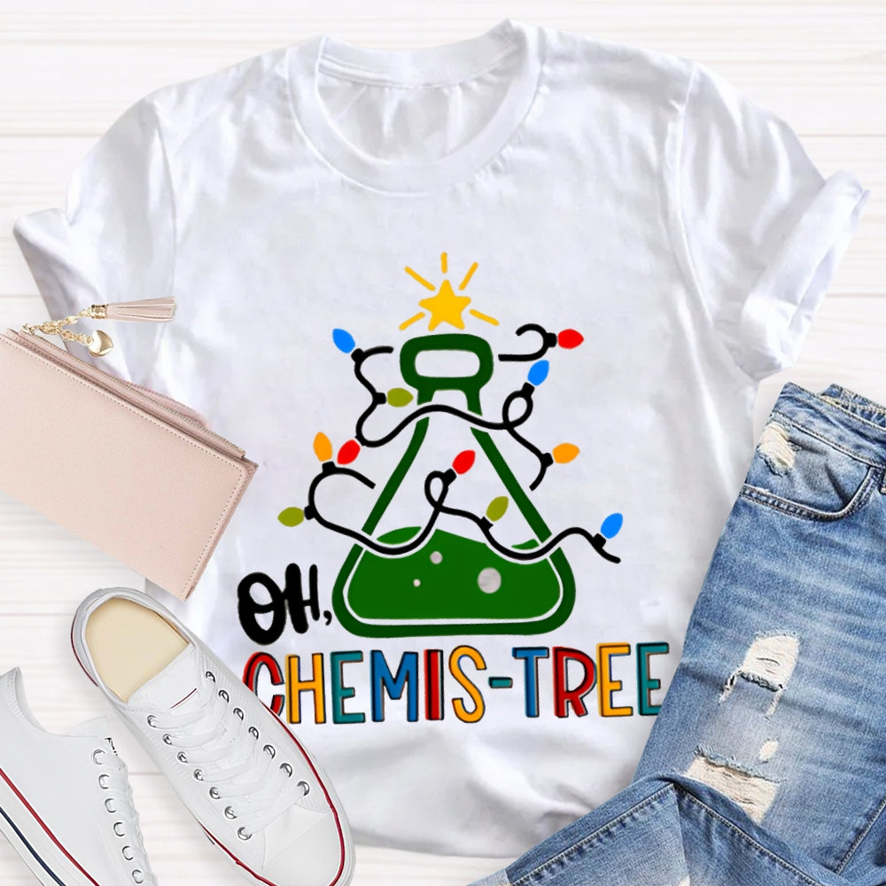 Oh Chemistree Christmas Lights And Teacher Christmas T-shirt